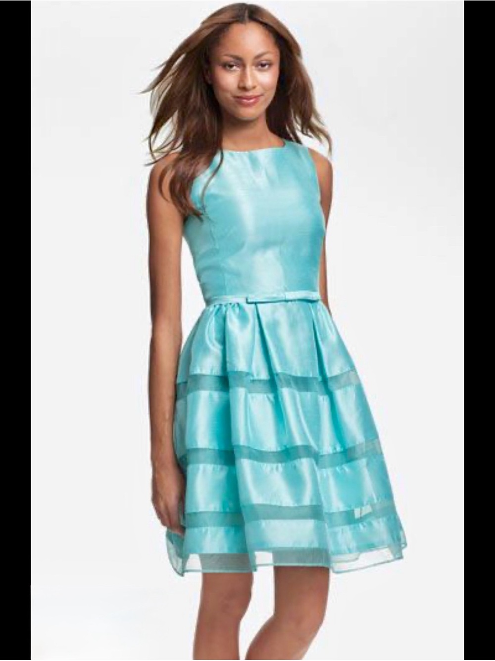 $139 Taylor Silk Blend Cocktail Colorful Full Skirt Party Glam Dress Blue Size 6